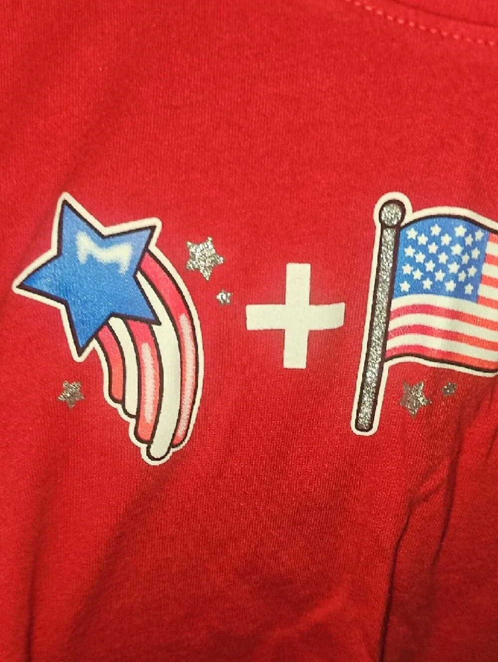Justice Girls Red Short Sleeve Emoji Flag Graphic Tee Size 10